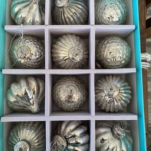 Elegant Silver Holiday Ornaments Set